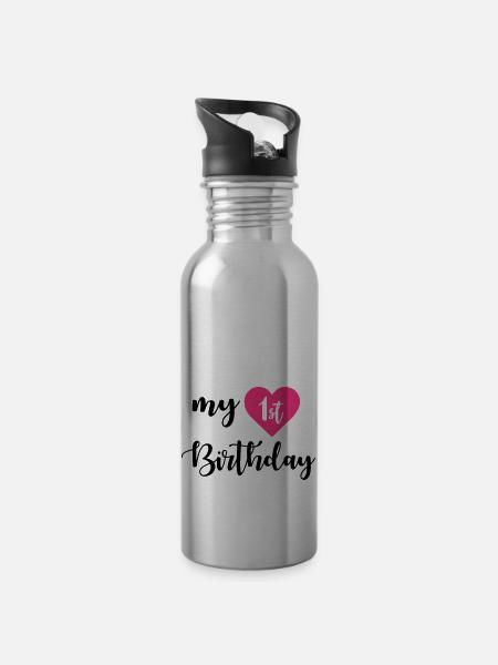 1st birthday - Borraccia con cannuccia integrata - argento chiaro