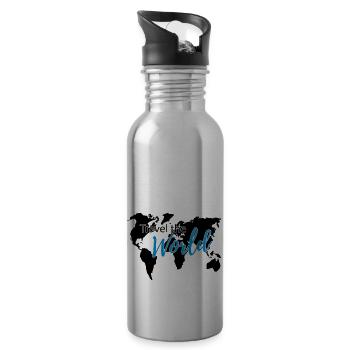 Travel the World 2c - Water bottle with straw - silver - Right