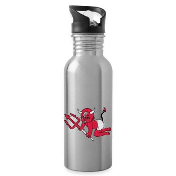 evil devil demon hell devil satan crawling pacifie - Water bottle with straw - silver - Right