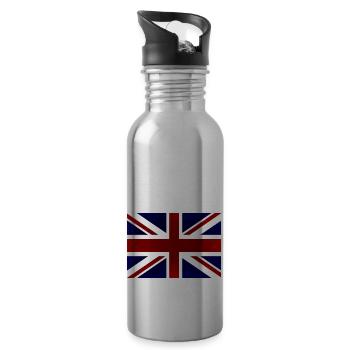 Britische Flagge, Vereinigtes Königreich, Rot, Weiß und Blau - Trinkflasche mit integriertem Trinkhalm - Lightsilver - Rechts