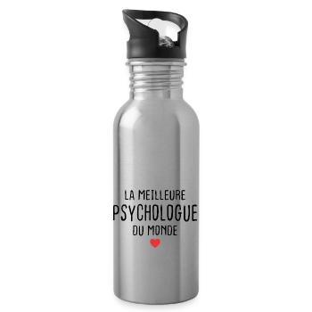Femme Meilleure Psychologue du monde Super Cadeau - Gourde avec paille intégrée - argent clair - Droite