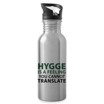 Hygge is a Feeling Glücksgefühl zufrieden positiv - Water bottle with straw - silver - Right
