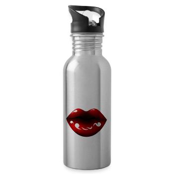 Red Lips - Trinkflasche mit integriertem Trinkhalm - Lightsilver - Rechts