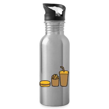 Burger Frites Cola - Gourde avec paille intégrée - argent clair - Droite