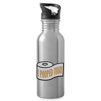 I pooped today quote - Water bottle with straw - silver - Right