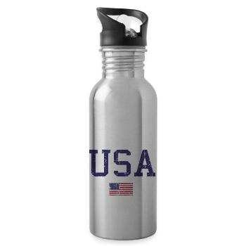 usa flag font vintage - Gourde avec paille intégrée - argent clair - Droite