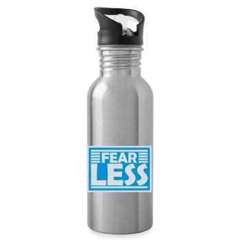 fearless Text Quote Design - Water bottle with straw - silver - Right