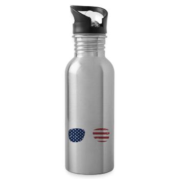 Merica Awesome Vintage Patriotic Designs - Gourde avec paille intégrée - argent clair - Droite