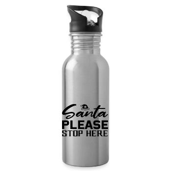 Santa please Stop here - Water bottle with straw - silver - Right