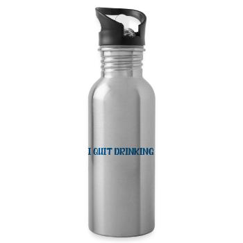 I Quit Drinking Yesterday But Tonight 4 - Water bottle with straw - silver - Right