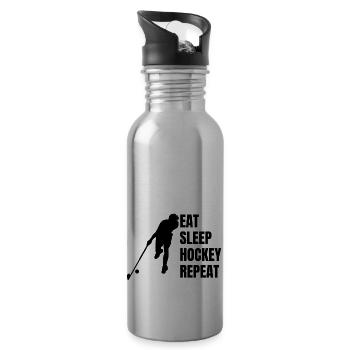 Feldhockey Hockeyspieler Hockey Unihockey Geschenk - Trinkflasche mit integriertem Trinkhalm - Lightsilver - Rechts