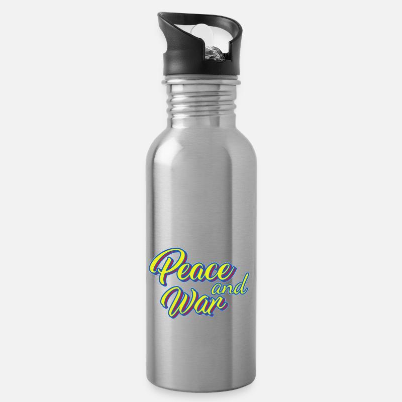 PEACE - Trinkflasche mit integriertem Trinkhalm - Lightsilver