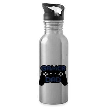 Gamer dad - Water bottle with straw - silver - Right