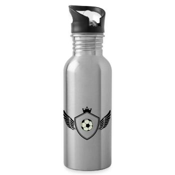 Football crest - Water bottle with straw - silver - Right