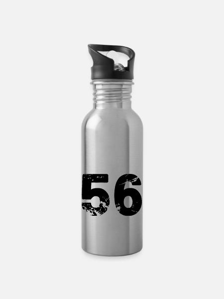 56 - Water bottle with straw - silver