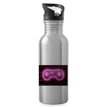 Neon Gaming Controller für Gamer - Trinkflasche mit integriertem Trinkhalm - Lightsilver - Rechts