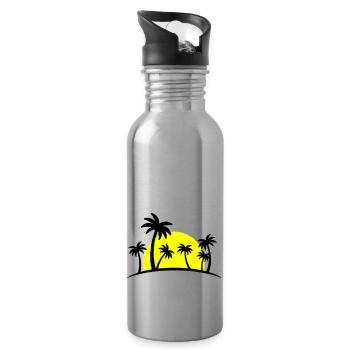 beach palms 2 - Trinkflasche mit integriertem Trinkhalm - Lightsilver - Rechts