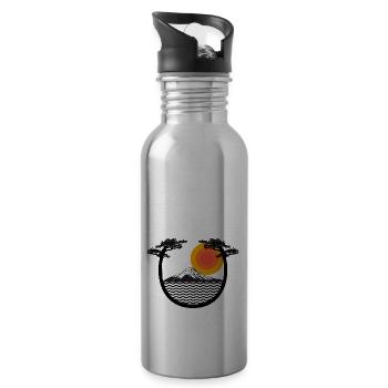 Mount Fuji, Japan - Water bottle with straw - silver - Right