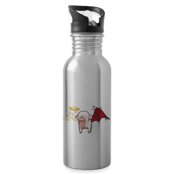 Celestial Satanic Pig Angel Devil - Water bottle with straw - silver - Right