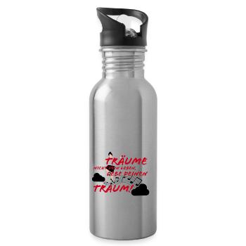 Träume dein Leben - Trinkflasche mit integriertem Trinkhalm - Lightsilver - Rechts
