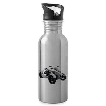 Cooles weißes Trike - Trinkflasche mit integriertem Trinkhalm - Lightsilver - Rechts