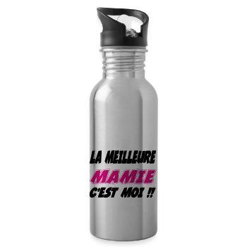 The best granny is me - Water bottle with straw - silver - Right