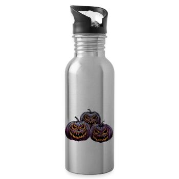 Kürbis - Halloween Design - Trinkflasche mit integriertem Trinkhalm - Lightsilver - Rechts