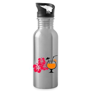 Boisson cocktail à l’hibiscus d’Hawaï - Gourde avec paille intégrée - argent clair - Droite