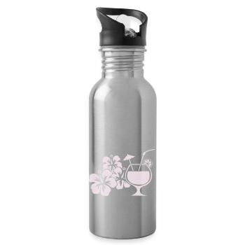 Boisson cocktail à l’hibiscus d’Hawaï - Gourde avec paille intégrée - argent clair - Droite