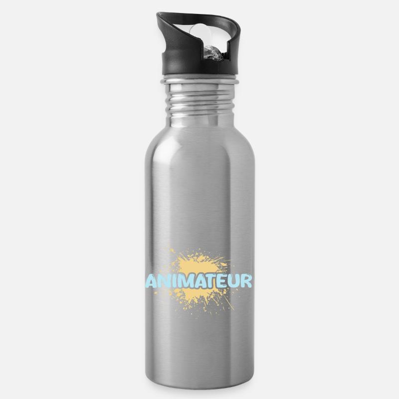 Job Animateur - Trinkflasche mit integriertem Trinkhalm - Lightsilver