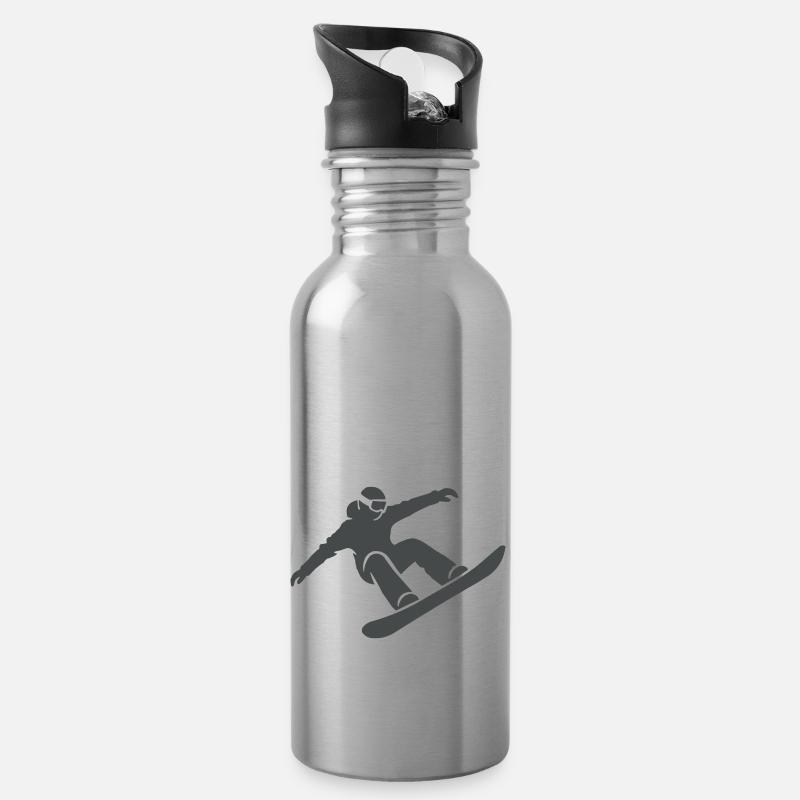 snowboarder - Trinkflasche mit integriertem Trinkhalm - Lightsilver