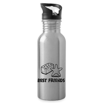 Schwamm und Seestern - Best Friends Design - Trinkflasche mit integriertem Trinkhalm - Lightsilver - Rechts