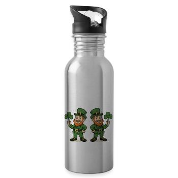 Leprechaun Shamrock 2 - Water bottle with straw - silver - Right