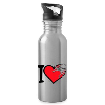 Ich liebe Oktopus Herz I Love Herz Symbol Logo süß - Trinkflasche mit integriertem Trinkhalm - Lightsilver - Rechts