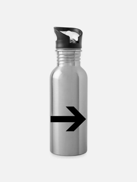Pfeil nach rechts - Trinkflasche mit integriertem Trinkhalm - Lightsilver