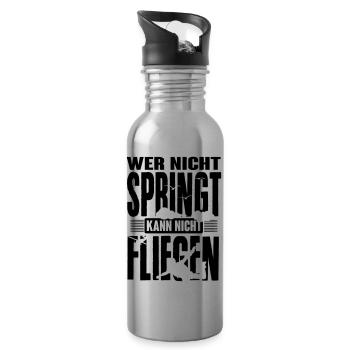 skydiving: wer nicht springt kann nicht fliegen - Trinkflasche mit integriertem Trinkhalm - Lightsilver - Rechts