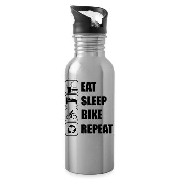 Eat,sleep,bike,repeat Fahrrad T-shirt - Trinkflasche mit integriertem Trinkhalm - Lightsilver - Rechts