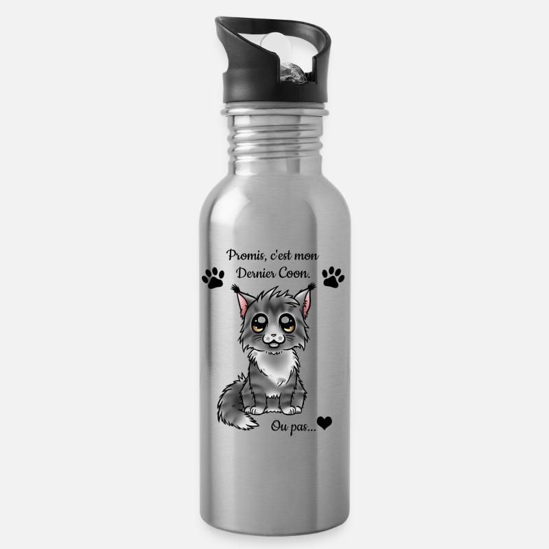 Maine Coon - Black Silver - Gourde avec paille intégrée - argent clair