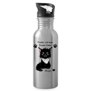Maine Coon - Black & White - Gourde avec paille intégrée - argent clair - Droite
