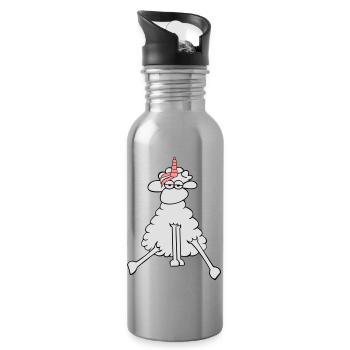 Einhorn locke - Trinkflasche mit integriertem Trinkhalm - Lightsilver - Rechts