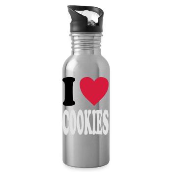I love COOKIES (Farben anpassbar!) - Trinkflasche mit integriertem Trinkhalm - Lightsilver - Rechts