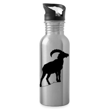 Steinbock - Trinkflasche mit integriertem Trinkhalm - Lightsilver - Rechts