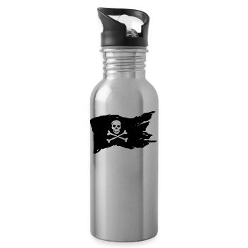 Drapeau Pirate Drapeau Drapeau Pirate Skull Ship - Gourde avec paille intégrée - argent clair - Droite