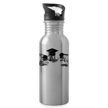 Schweine mit Hüten2 - Trinkflasche mit integriertem Trinkhalm - Lightsilver - Rechts