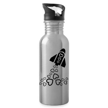 Rocket with love - Trinkflasche mit integriertem Trinkhalm - Lightsilver - Rechts