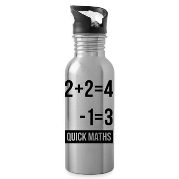 Mans Not Hot Shirt, 2+2 is 4 Quick Maths - Gourde avec paille intégrée - argent clair - Droite