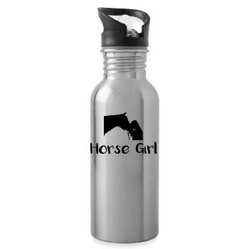 For all horse-lovers / rider - Water bottle with straw - silver - Right