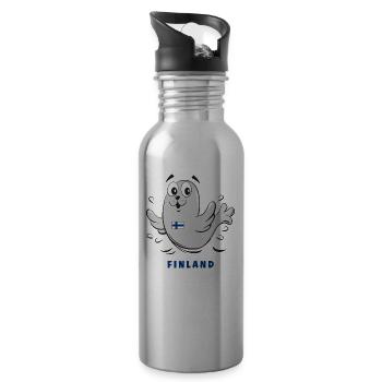 KUUTTI-SAIMAANNORPPA, Finland, Gift products 01-05 - Water bottle with straw - silver - Right