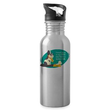 dog - Water bottle with straw - silver - Right