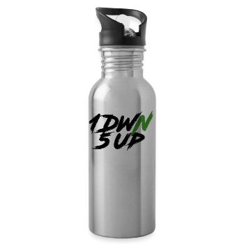 1DWN5UP black - Water bottle with straw - silver - Right